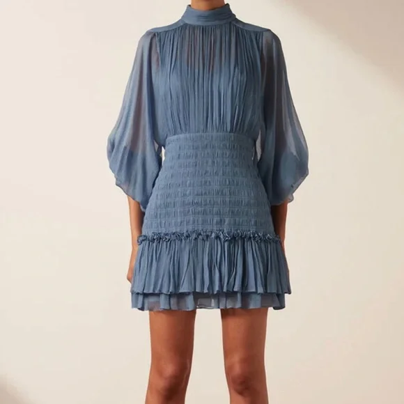 chinese dress ladies LA LUNE ASYMMETRICAL LONG SLEEVE MINI DRESS | CREAM | DRESSES main image 0